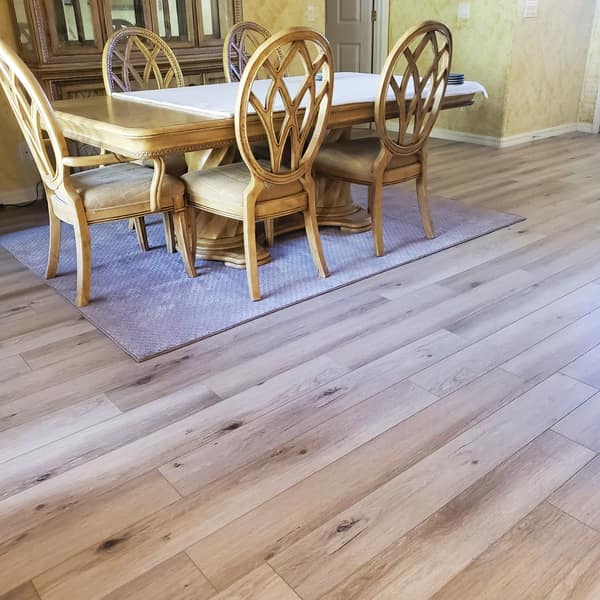 Luxury vinyl plank floor in a dining room